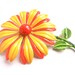 Vintage Large Enamel Flower Brooch - Bright Yellow & Orange Daisy Pin / Mod Sunshine