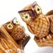 Vintage Owl Cups - 1970s Sugar & Creamer Ceramic Serving Set / Brown Retro Birdies