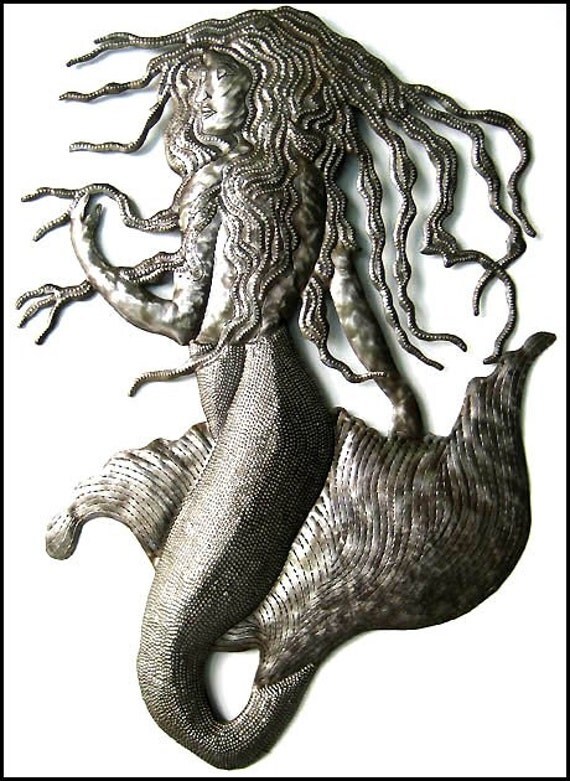 Mermaid Metal Wall Decor Haitian Metal Art Recycled Steel