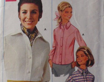 SALE - Women's Vintage Sewing Pattern - Shapemaker Shirt Pattern, Button Front Shirt - Butterick 4947 - Size 12, Bust 34