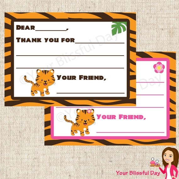 PRINTABLE Tiger Fill-in-the-Blank Thank You Cards (Boy or Girl) Il_570xn