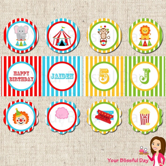 PRINTABLE Circus Party Circles (Personalized) by Your Blissful Day ...