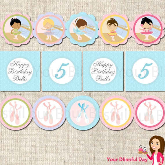 PRINTABLE Personalized Ballerina Party Circles (Character of your choice) Il_570xn