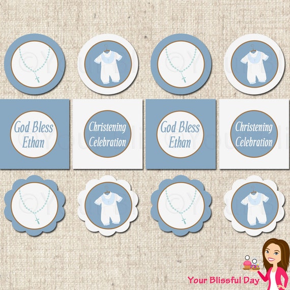 PRINTABLE Baby Boy Christening/Baptism Party Circles (Personalized) Il_570xn