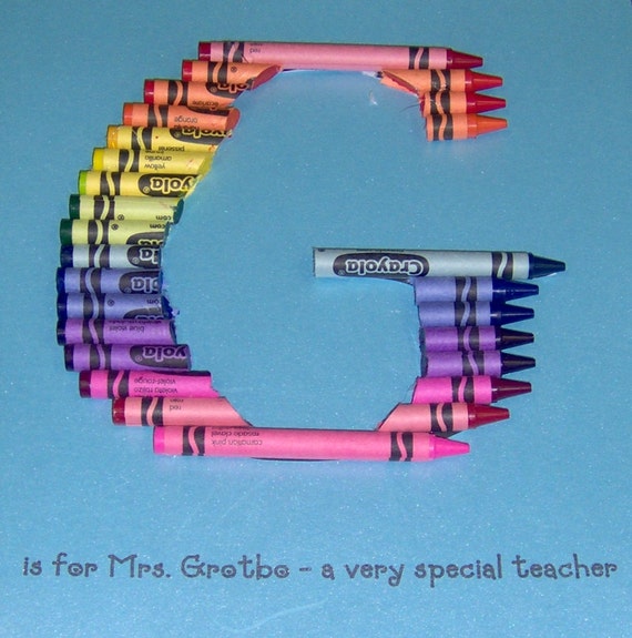 Personalized Crayon Initial Picture Customized Art by laurabeal