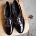 SALE - Vintage Black Patent Leather Brogues Loafers 6 / 6.5 NOS