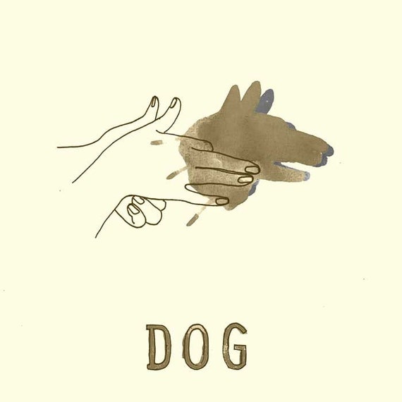 Dog Art Print Hand Shadows on the wall Gift for teacher man