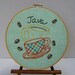 Embroidery Hoop Wall Art - Java Coffee Cups