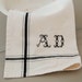 Personalized French Stripe Kitchen Towel with hand-stitched initials - BLACK