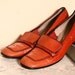 SALE 1970s Candy Apple Red Loafer Pumps US 7