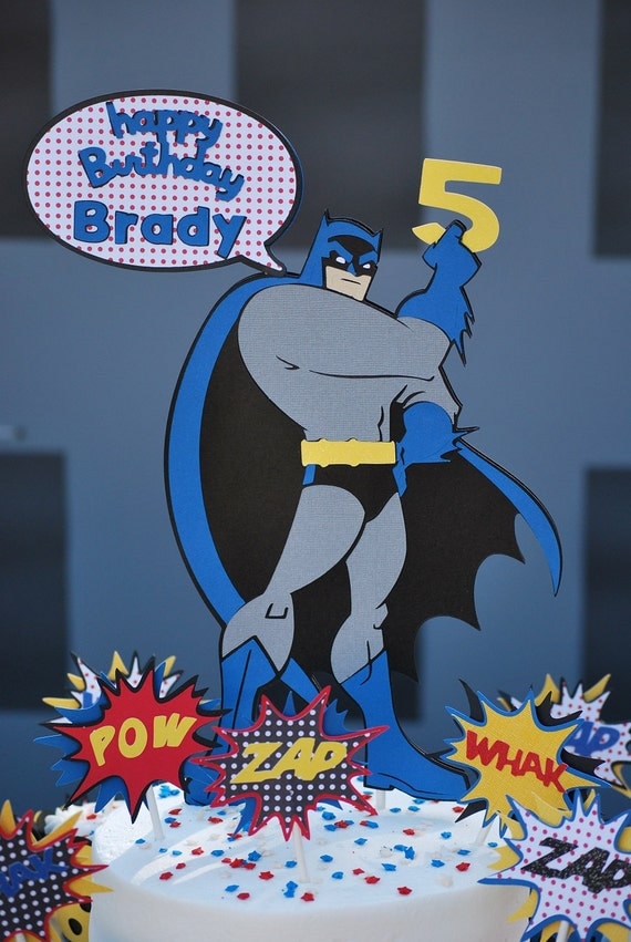 Batman Birthday Cake Topper WITH 3 Cupcake Toppers