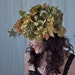 Vintage Christian dior Hat 50's, 60's Green Peach Yellow Silk Lilies and Foliage Flower Wood Nymph Hat