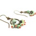 Turquoise Beadwork Artisan Earrings, The Cha Cha, Gypsy, Antique Bronze Brass Finish, Spanish Inspired