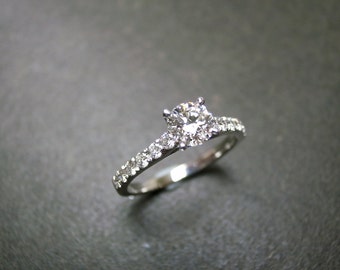 0.40ct Diamond Engagement Rings Wedding Ring Solitaire Diamond Band Women Jewelry Gift Custom Made Personalized Jewellery in 14K White Gold
