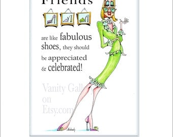 Illustrated high heel shoe print with funny shoe quote