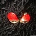 CANDY APPLE - Vintage red gold sparkly clip-on earrings, rockabilly mad men cocktail, 1950s 1960s fabulous Viva Las Vegas costume jewelry.