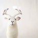 White Torsten - Felt Deer. Art Puppet Marionette Stuffed Animal Felted Toy Christmas. white neutral natural pastel. MADE TO ORDER