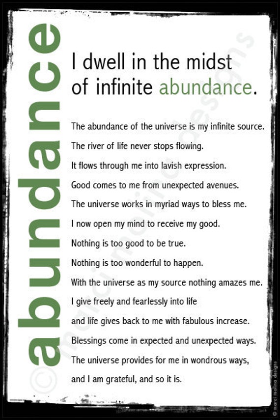 Items similar to abundance mantra words of wisdom