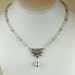 Art Nouveau Lavalier Necklace in Silver with Alexandrite Glass Beads and Pearls