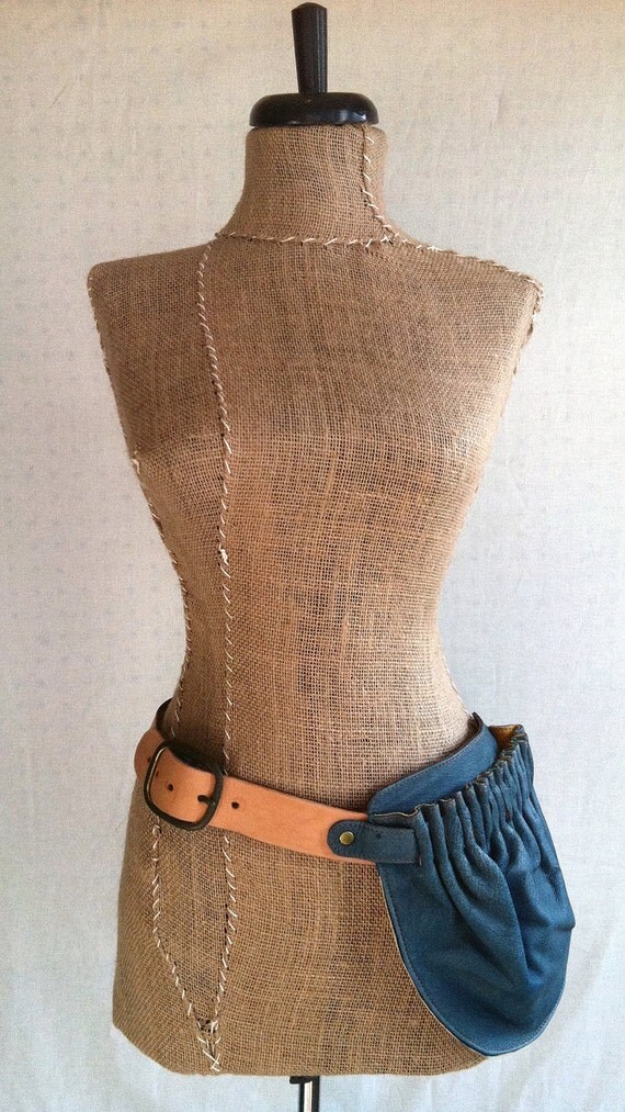 Leather Hip Bag Teal Hip Pocket Belt