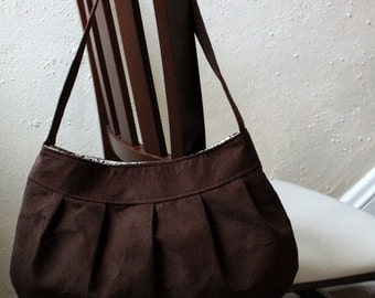 Brown Corduroy Purse - Pleated Purse / Handbag - Large Buttercup Bag