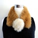 Clearance Sale Faux Fur collar tippet camel brown with pom pom brooch