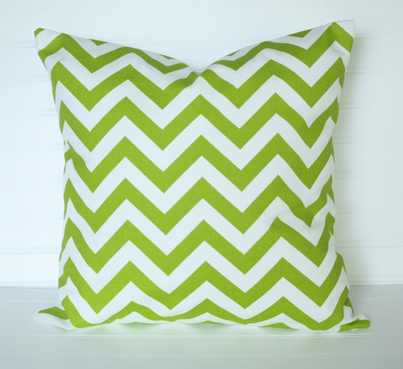 Items similar to SALE Green Chevron Pillow Cover on Etsy