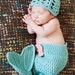 Baby Mermaid Diaper Cover and Hat Photo Prop Set - Caribbean Blue