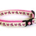 Cat Collar - Pink Pigs on Green - Small Cat / Kitten Size or Standard / Large Cat Collar