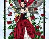 Ladybug Fairy Rose Garden - Fantasy Fine Art Print