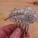 Silver Rhinestone Peacock Feather Vintage Style Bridal Comb