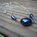 Blue Necklace - Metallic Crystals - Sterling Silver Jewelry - Chain Jewellery - Accessories - Fashion - Handmade - Unique - Gifts