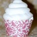 Pink & White Damask Cupcake Wrappers - Standard Cupcake Wraps Set of 24