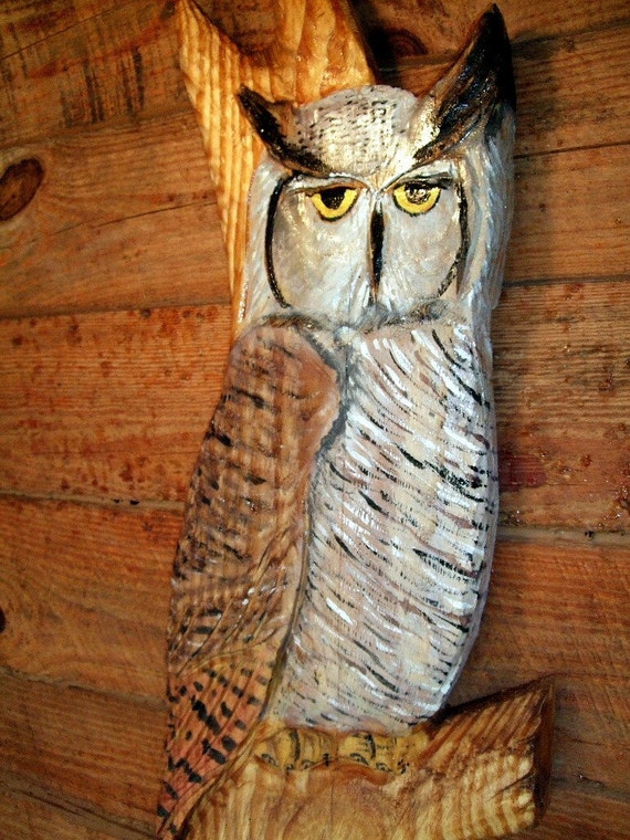 Great Horned Owl perched in Tree 56 chainsaw by oceanarts10