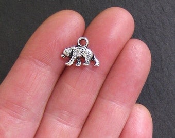8 Bear Charms Antique Silver Tone Grizzly or Black Bear - SC764
