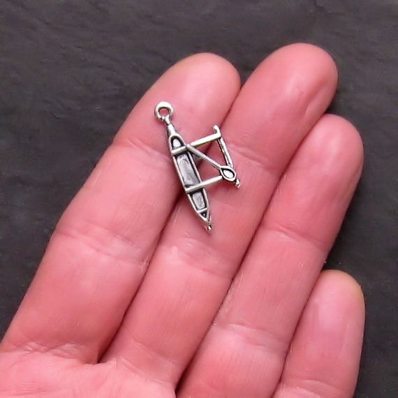 6 Rowing Charms Antique Silver Tone 3D Detailed SC898