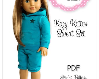 PDF Sewing Pattern for 18 Inch American Girl Doll Clothes - Kozy Kotton Sweat Set ePattern