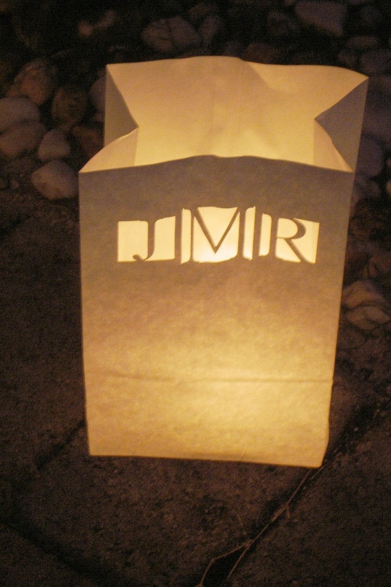 Personalized Wedding Candle Luminary Bag White with Custom