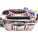Handmade Purse Organizer Insert Handbag Bag Organizer insert / Pink Plaid / Medium 22x8cm