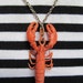 RESERVED Large vintage 60's orange plastic lobster pendant