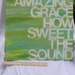 HALF PRICE CLEARANCE: amazing grace - 20x20 - hand painted canvas - shades of green and blue - hymn lyrics - words as art
