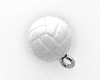 3-D Hand Painted Resin Volleyball Charm, Qty 1
