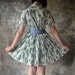1950's Watercolor Shirt Dress with Pleated Skirt