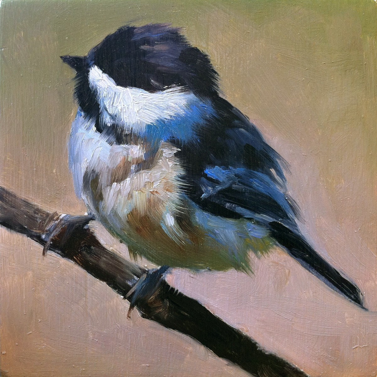 Baby Black-capped Chickadee Bird Painting Open Edition