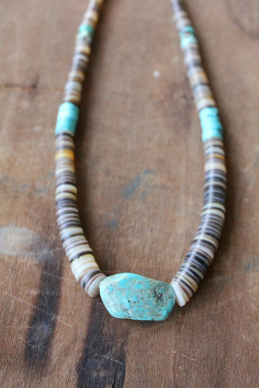 Handmade Heishi bead and Turquoise necklace by Mountain Man