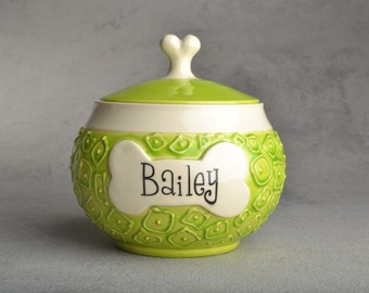 Dog Treat Jar Hip To Be Squares Treat Jar by Symmetrical Pottery Made To Order