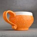 Ready To Ship Hip To Be Squares Mug: Orange Slip-trailed Soup/Cocoa Mug by Symmetrical Pottery