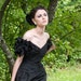 80s - The Empress - black origami off the shoulder gown - size s