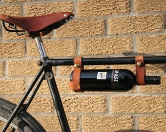 Bicycle Wine Rack - Tan Leather Bike Bottle Holder