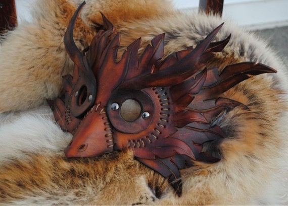 Spliced Owl Leather Mask by EpicLeather steampunk buy now online